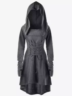 Women Medieval Renaissance Dress Hooded Robe Elf For Cosplay
