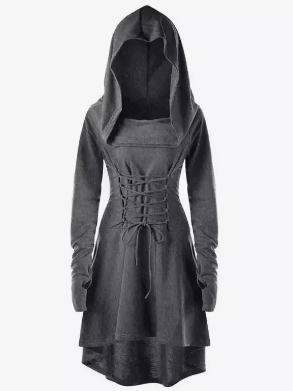 Women Medieval Renaissance Dress Hooded Robe Elf For Cosplay