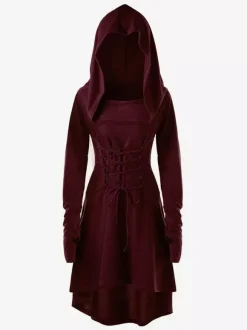 Women Medieval Renaissance Dress Hooded Robe Elf For Cosplay