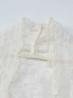 Women Mesh Lace 2 Piece Cover Up Set Long Sleeve Wrap Top Shorts Beach Outfit