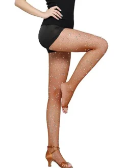 Women Nylon Rhinestones Dance Tights