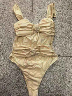 Women One Piece Swimsuits White Flowers Straps Neck Cross Front Summer Beach Swimming Suits