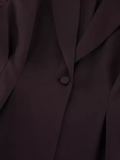 Women Peplum Blazer Wide Leg Pants 2 Piece Set Deep Brown Office Business Suit