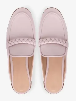 Women Pink Mule Loafers Round Toe Designed Flat Mules