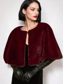 Women Poncho Burgundy Cape