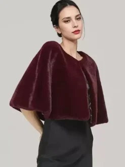 Women Poncho Burgundy Cape