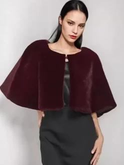 Women Poncho Burgundy Cape