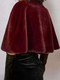 Women Poncho Burgundy Cape