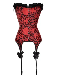 Women Red Corset Bows Retro Waist Trainer