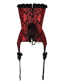 Women Red Corset Bows Retro Waist Trainer