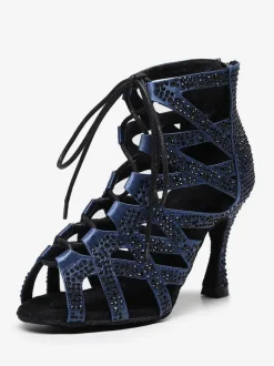Women Rhienstones Lace Up Dance Summer Boots