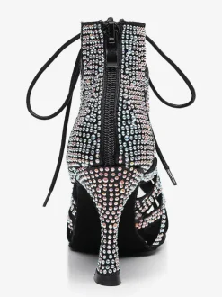 Women Rhienstones Lace Up Dance Summer Boots