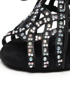 Women Rhinestones Lace Up Dance Shoes