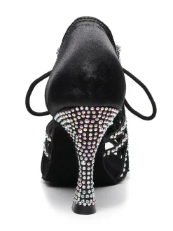 Women Rhinestones Lace Up Dance Shoes