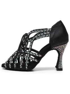 Women Rhinestones Lace Up Dance Shoes