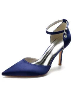 Women's Ankle Strap Bridal Heels in Satin