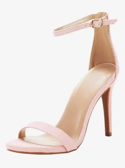 Women's Ankle Strap Heels Suede Prom Sandals Heeled Homecoming Sandals