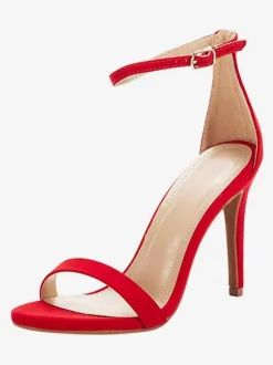 Women's Ankle Strap Heels Suede Prom Sandals Heeled Homecoming Sandals