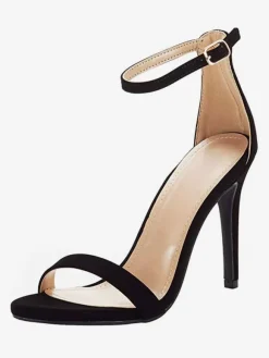Women's Ankle Strap Heels Suede Prom Sandals Heeled Homecoming Sandals