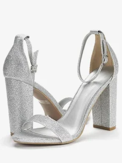 Women's Ankle Strap Prom Shoes Chunky Heel Homecoming Sandals