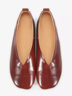 Women's Ballet Flats Genuine Leather Square Toe Slip On Shoes