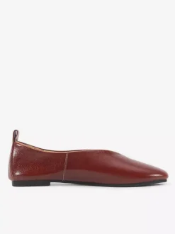 Women's Ballet Flats Genuine Leather Square Toe Slip On Shoes