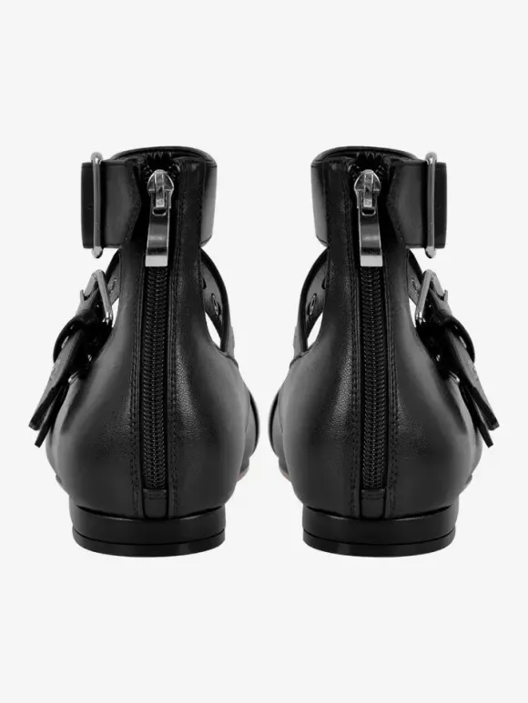 Women's Ballet Flats Suqare Toe Buckle Detail Strappy Ballerina Flat Shoes