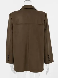 Women's Blazer Modern Suede Turndown Collar Long Sleeves