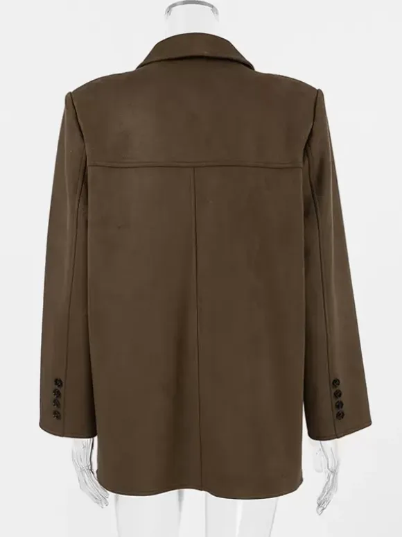 Women's Blazer Modern Suede Turndown Collar Long Sleeves