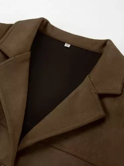Women's Blazer Modern Suede Turndown Collar Long Sleeves