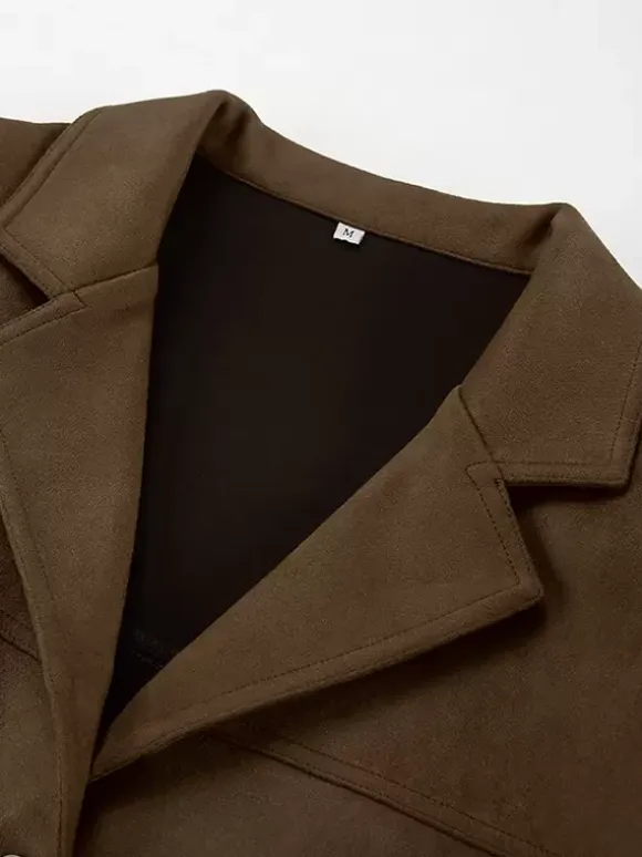 Women's Blazer Modern Suede Turndown Collar Long Sleeves