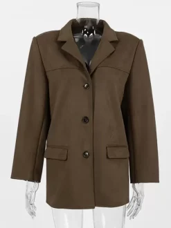 Women's Blazer Modern Suede Turndown Collar Long Sleeves