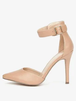 Women's Blue Ankle Strap Heel Dorsay Pointed Toe Stiletto Heel Pumps