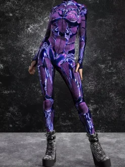 Women's Bodysuit Zentai Cyberpunk Futuristic Exo-Suit Long Sleeves Metallic Catsuit Zentai