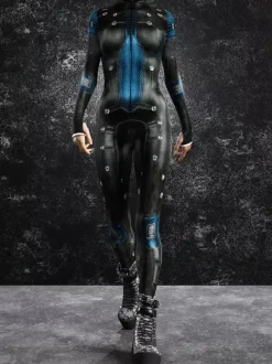 Women's Bodysuit Zentai Cyberpunk Futuristic Exo-Suit Long Sleeves Metallic Catsuit Zentai