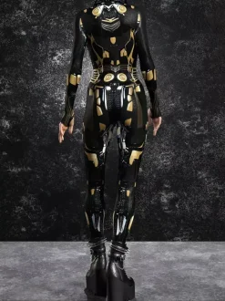 Women's Bodysuit Zentai Cyberpunk Futuristic Exo-Suit Long Sleeves Metallic Catsuit Zentai
