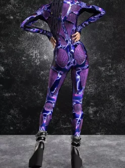 Women's Bodysuit Zentai Cyberpunk Futuristic Exo-Suit Long Sleeves Metallic Catsuit Zentai
