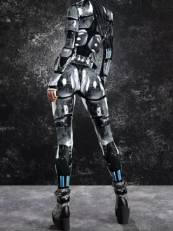 Women's Bodysuit Zentai Cyberpunk Futuristic Exo-Suit Long Sleeves Metallic Catsuit Zentai