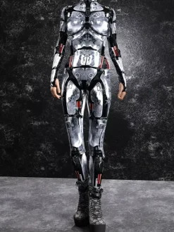 Women's Bodysuit Zentai Cyberpunk Futuristic Exo-Suit Long Sleeves Metallic Catsuit Zentai