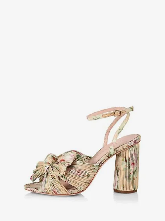 Women's Bow Wedding Sandals Block Heel Prom Shoes White Homecoming Shoes