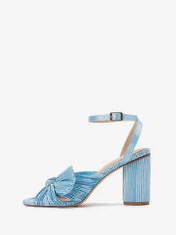 Women's Bow Wedding Sandals Block Heel Prom Shoes White Homecoming Shoes
