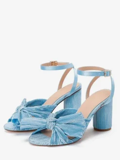 Women's Bow Wedding Sandals Block Heel Prom Shoes White Homecoming Shoes