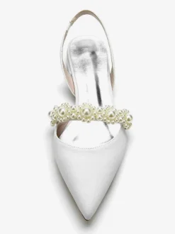 Women's Bridal Shoes Pearls Slingback Flats