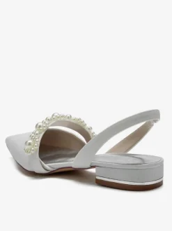 Women's Bridal Shoes Pearls Slingback Flats