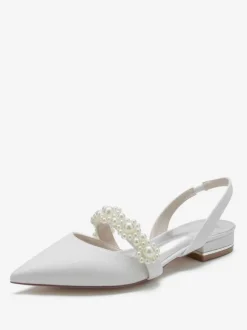 Women's Bridal Shoes Pearls Slingback Flats