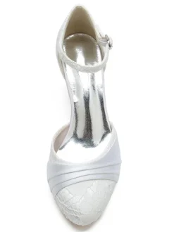 Women's Bridal Shoes Rhinestones Lace Round Toe Chunky Heel Bridal Shoes