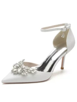 Women's Bridal Shoes Rhinestones Ankle Strap Stiletto Heel Bridal Pumps