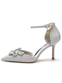 Women's Bridal Shoes Rhinestones Ankle Strap Stiletto Heel Bridal Pumps