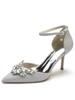 Women's Bridal Shoes Rhinestones Ankle Strap Stiletto Heel Bridal Pumps