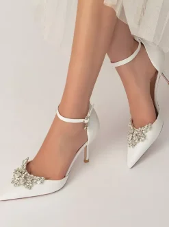 Women's Bridal Shoes Rhinestones Ankle Strap Stiletto Heel Bridal Pumps